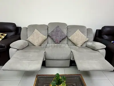 Light Grey 3 Seater Recliner Sofa