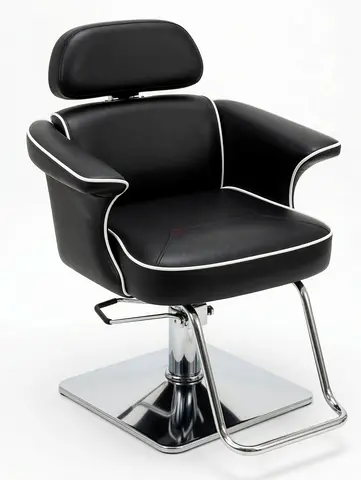 Black Hydraulic Salon Styling Chair with Headrest and Footrest
