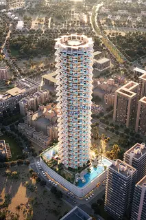 Downtown View 1BR | Binghatti Grove | Modern Layout | High-Floor Living Room