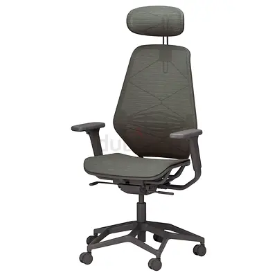 Ergonomic High-Back Office Chair with Headrest — Grey
