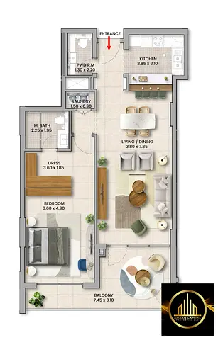 طرح جديد لغرفة وصاله وغرفتين وصاله بمجتمع ازهى العامرة