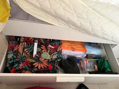 Used Ikea bed with 4 drawers