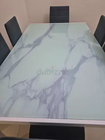 Glass Top Dining table with 6 Chairs