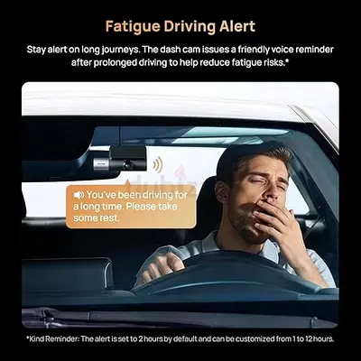 Dash Cam with Fatigue Driving Alert - Front Windshield Mount