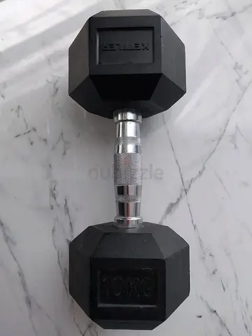 10 kg Hex Rubber Dumbbell - Single