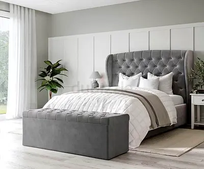 King Size Fully Custom Made Hydraulic Storage Optional Bedframe with Long Headboard