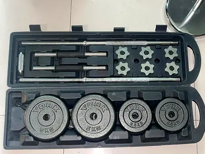 50KG York Adjustable Fitness Set Weight Plates and Barbell
