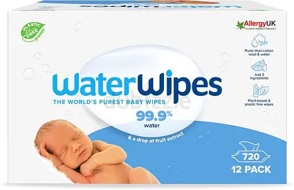 WaterWipes 720 Pack (12 x 60) - 99.9% Water Baby Wipes