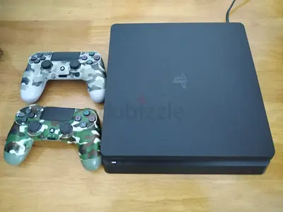 Sony PS4 Slim with 2 Camo DualShock Controllers - Good Working Condition