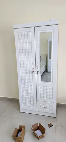 Brand New White Double-Door Wardrobe with Mirror