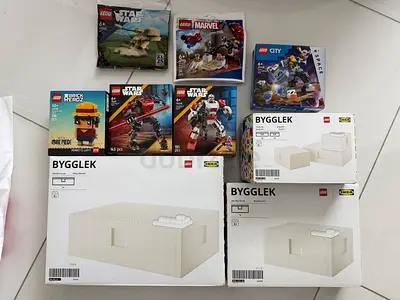 Mixed LEGO Sets + IKEA BYGGLEK Storage Boxes (New/Unopened)