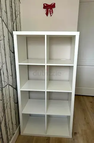 White 8-Compartment Storage Shelf / Bookcase - Good Condition
