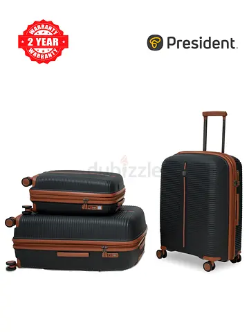 3-Piece President Hardshell Suitcase Set - Black (MODE-97980)