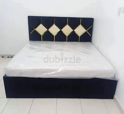 Brand New king Size Bed Frame with Mattress Upholstered Headboard and Storage Base - Black