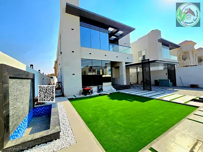 Modern stone villa with central air conditioning, one of the most luxurious villas, opposite Ajman Academy and Sheikh Ammar Street. Electricity, water, and air conditioning included, ready for occupan