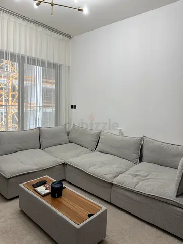 Light grey fabric L-shaped sectional Sofa