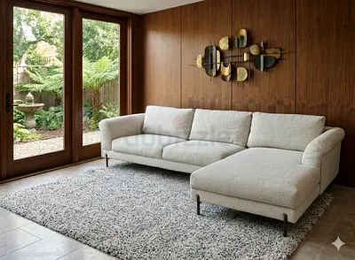 The Lóóm Collection L Shape Sofa Beige Good condition