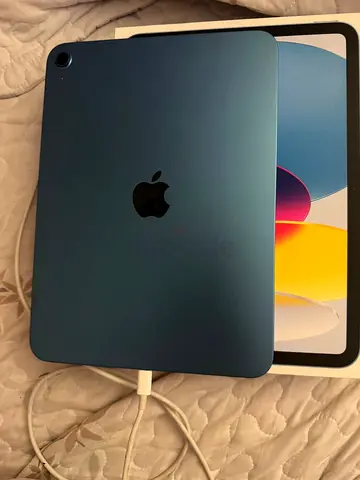 Blue Apple iPad with original box and charger