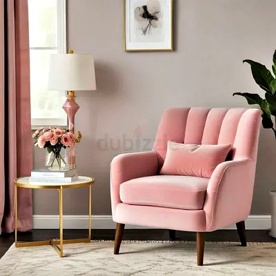 Pink Velvet Accent Armchair - Modern Upholstered Single Sofa