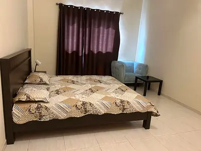 Spacious, Fully Furnished,  central AC bldg DEWA, Wi-Fi  cleaning included.