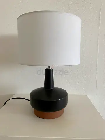 Minimalist Black terracotta Table Lamp with White Shade
