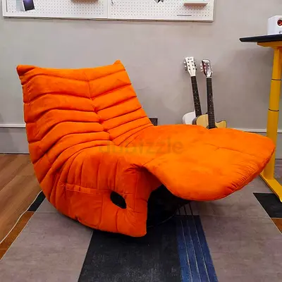 Orange Recliner Lounge Chair with Footrest - Single Seater