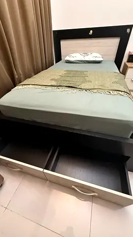Single storage bed with headboard and under-bed drawers