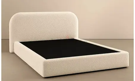 Beige colour queen boucle Bed