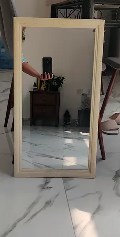 Freestanding wooden framed mirror - light beige