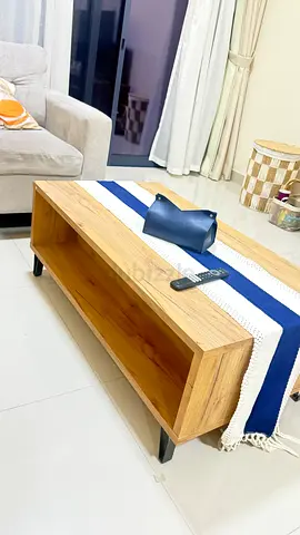 Solid Wood Low Coffee Table with Open Shelf
