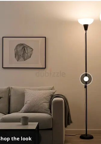 Tall Black Torchiere Floor Lamp with Two Upward Lights