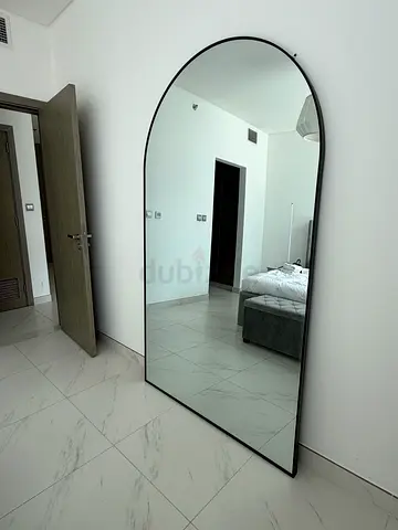 210x120 cm Large Arched Full-Length Wall Mirror with Black Frame