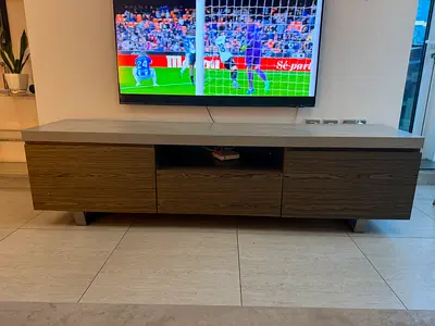Modern TV Unit / TV Console – Wood Finish with Storage