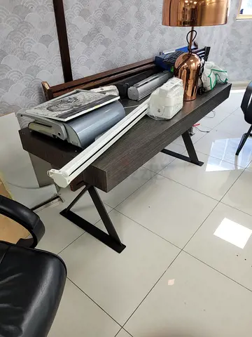 Modern Console Table / Hall Table with Metal Legs - Dark Wood Finish