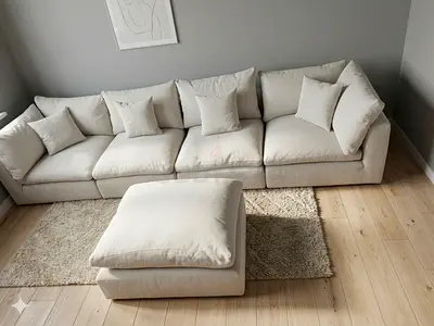 The One Brand modular five piece sofa with ottoman
