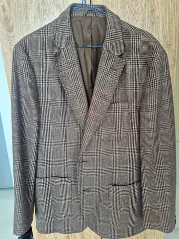 Massimo Dutti wool  cashmere mens blazer - classic brown check, size 50 (M)