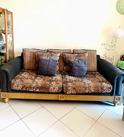 Home center 3 seater Sofa with 2 classic armchairs and center table for free