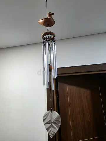 Wooden Bird Wind Chime with Metal Tubes - Decorative Hanging