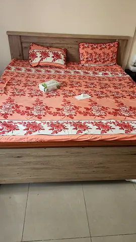 Queen Wooden Bed Frame with Headboard – Light Oak Finish