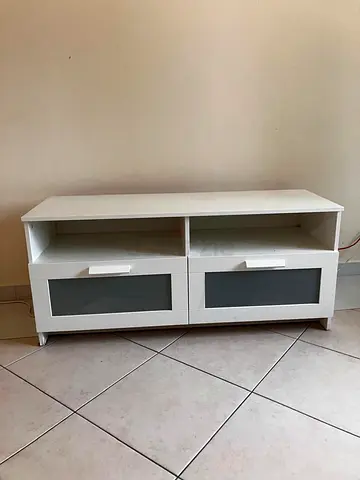 White TV Stand / Entertainment Unit with Storage (2 Drawers)