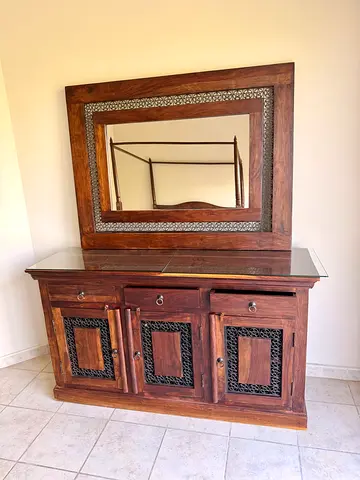 Marina solid wood sideboard with mirror