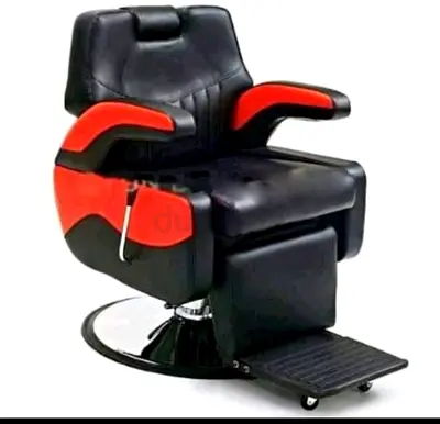 Black  Red Salon Barber Chair with Footrest (Hydraulic)