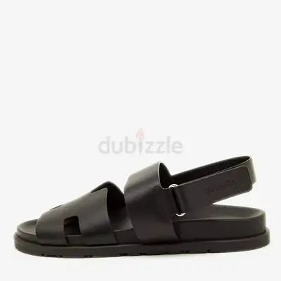 Authentic Hermes Black Leather Genius Sandals Size 41.5
