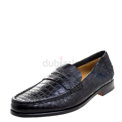 Authentic Hermes Black Alligator Leather Loafers Size 44