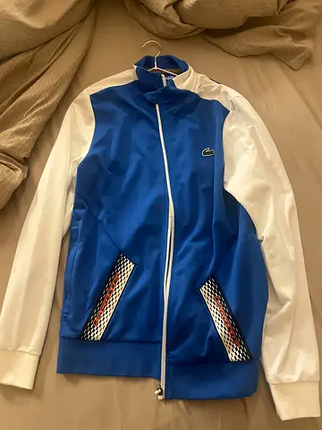 Lacoste Original Blue and white zip-up sports jacket - unisex casual track jacket