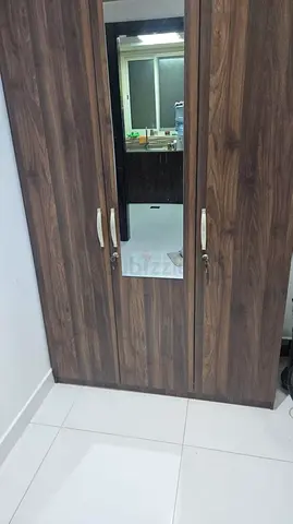 Wood-Effect 3-Door Wardrobe with Central Mirror - Flawless Condition