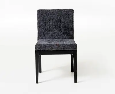 Gray Upholstered Dining Chair with Wooden Legs