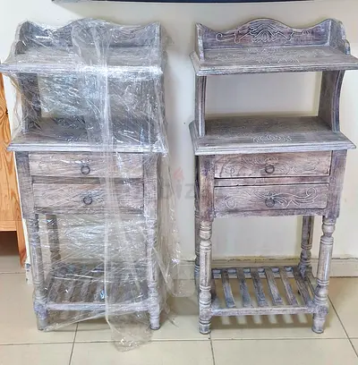 Vintage Balinese bleached bedside tables