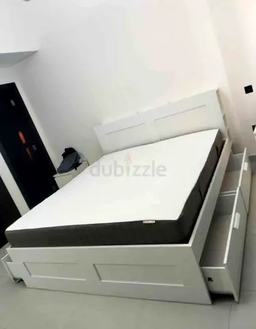 IKEA brimnes king size 180×200cm bed frame with headboard+ 4 big storage drawers with IKEA mattress