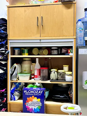 Lightwood Kitchen Cabinet with Shelves - Good Condition